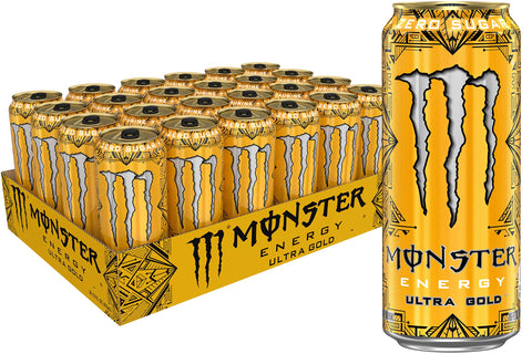 Monster Energy Ultra Gold Lot De 24 Boissons Énergisantes Sans Sucre, 473 Ml