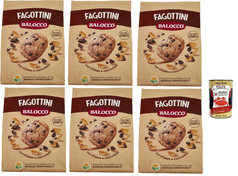 Balocco Fagottini Biscotti Integrali, Vollkornkekse Kekse Biscuits Mit Cornflakes, Vollkorn Haferflocken Und Schokoladenstückchen 6x 700g + Italian Gourmet Polpa 400g