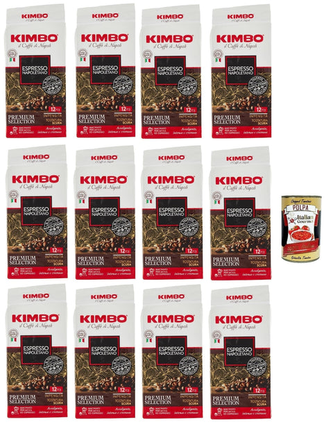 Kimbo Espresso Napoletano, Caffe' Italiano, Caffè Macinato, Italian Café Moulu, Convient Pour Cafetière Moka, Lot De 12x 250 Gr + Italian Gourmet Polpa 400g