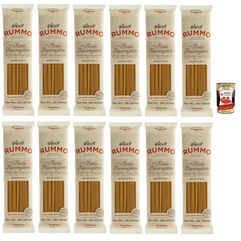 Rummo Spaghetti N° 3, Durum Pâtes Sémoraires, Italiennes Pasta Italian Noodles 12x 500 G Pack + Italian Gourmet Polpa Di Pomodoro 400 G
