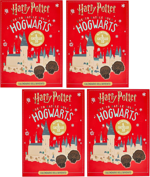 4x Sperlari Harry Potter Calendrier de l'Avent – Château de Poudlard 3D à fabriquer, avec chocolat au lait et figurines à découper – 200 g