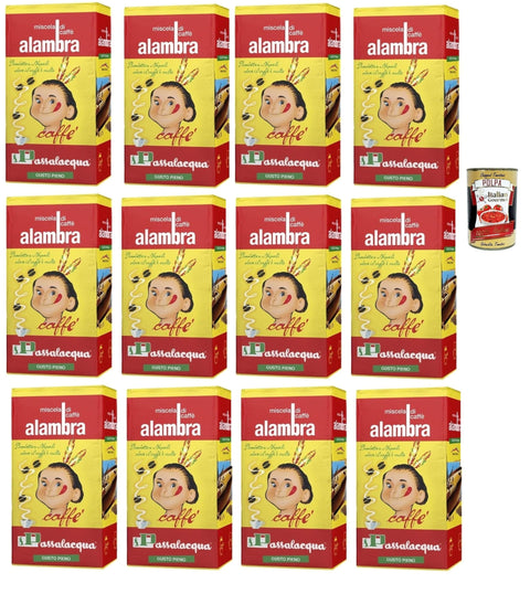 Passalacqua Caffè Alambra, Macinato, Caffè Macinato, Caffe' Italiano, Caffè Macinato, Italian Café Moulu, Convient Pour Cafetière Moka, Lot De 12x 250g + Italian Gourmet Polpa 400g