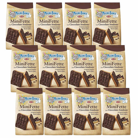 Mulino Bianco Mini Fette -Mini Biscuits Italiens Recouverts De Chocolat 110g (Mini Fette, X12)