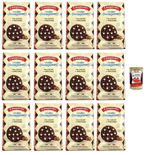 Campiello Il Frollino Del Buongiorno Con Cacao E Nocciole, Biscuits Au Cacao Et Aux Noisettes, Cookies Biscuits, 12x 350g + Italian Gourmet Polpa 400g