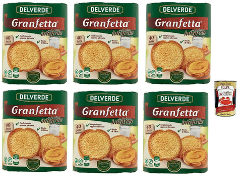 Delverde Granfetta Integrali Lot De 6 Paquets De 40 Biscuits De 300 G Avec Farine De Grains Entiers Et Polpa Italian Gourmet 400 G