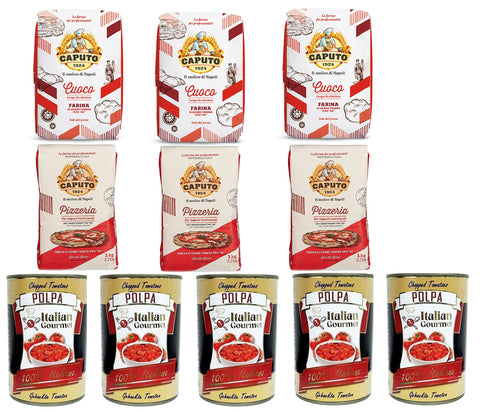 Pack De Test Caputo Cuoco Farina Farine De Pizza 3 X Kg Pizzaeria 3 X 1 Kg Et Italian Gourmet Polpa Di Pomodoro Pâte De Tomates Finement Hachée 5 X 400 G