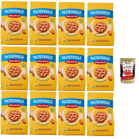 Balocco Pastefrolle Biscotti Con Latte Italiano E Uova Fresche, Biscuits Au Lait Italien Et Aux Œufs Frais, 12x 350g + Italian Gourmet Polpa 400g