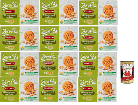 Balocco Zero Più Biscotti Sans Sucre Ajouté, Biscotti, Biscuits Biscuits Avec Cornflakes, 7 Céréales, Et Plus Croquantes, 12x 230g + Italian Gourmet Polpa Di Pomodoro 400g Dose