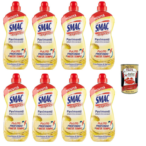 Smac Express - Nettoyant Pour Sols Multi-Surfaces - Effet Nettoyant Sans Rinçage - 8 X 1000 Ml + Italian Gourmet Polpa 400 G