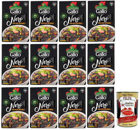 Riso Gallo Riso Nero Integrale Lot De 12 Boîtes De Riz Noir À Grains Entiers 100 % Riz Italien 500 G + 400 G