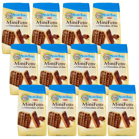 Mulino Bianco Mini Fette - Petits Biscuits Italiens Enrobés De Chocolat Au Lait 110g (X12)