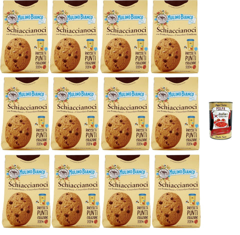 Mulino Bianco Biscotti Frollini Schiaccianoci Con Frutta Secca E Cioccolato Fondente, Biscuits Avec Des Fruits Secs Et Du Chocolat Noir, Sans Huile De Palme, 12x 300g + Italian Gourmet Polpa 400g