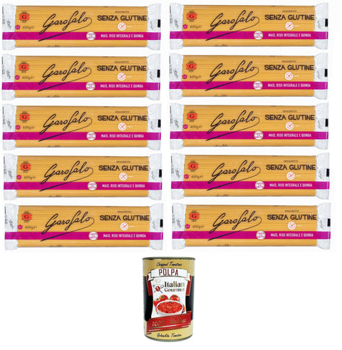 Garofalo Pâtes Spaghetti Senza Glutine, Pâtes Sans Gluten, À Base De Maïs, Riz Naturel Et Quinoa, 10 X 400 G, Avec Italian Gourmet Polpa 400 G