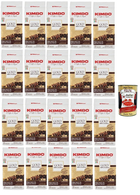 Kimbo Gold 100% Arabica, Caffe' Italiano, Caffè Macinato, Italian Café Moulu, Convient Pour Cafetière Moka, Lot De 20x 250 Gr + Italian Gourmet Polpa 400g