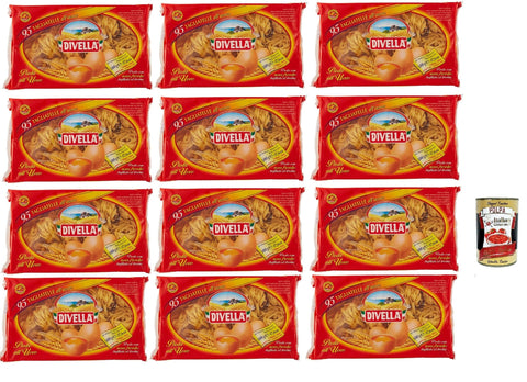 Divella - Tagliatelles All'uovo N°95 – Pâtes Italiennes Authentiques, Nouilles Aux Œufs – Les Tagliatelles Les Plus Délicieuses À Partager En Famille – 12 X 500 G + Italian Gourmet Polpa 400 G