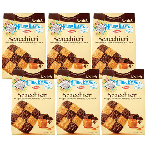 Mulino Bianco Scacchieri - Biscuits Italiens Au Chocolat Et Au Caramel 300g X 6 Parcelles (Scacchieri, X6)