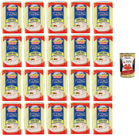 Divella Farina 00 Consigliata Per Creme E Torte Farine 00 Recommandée Pour Crèmes Et Gâteaux 20 X 1 Kg + Italian Gourmet Polpa 400 G