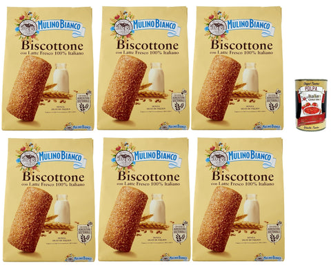 Mulino Bianco Biscottone, Biscotti Con Latte Fresco 100% Italiano, Biscuits Avec Lait Frais 100% Italien, 6x 700g + Italian Gourmet Polpa 400g