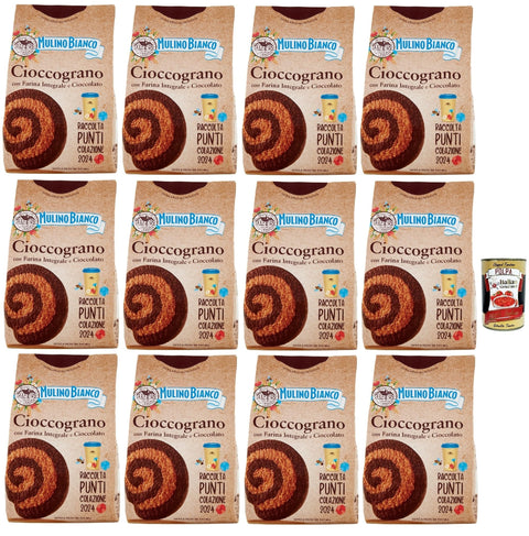 Mulino Bianco Cioccograno Biscotti Con Farina Integrale E Cioccolato, Biscuits Avec Farine Complète Et Chocolat, Biscuits, Cookies, 12 X 330 G + Italian Gourmet Polpa 400 G