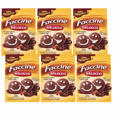 Balocco Faccine - Biscuits Italiens Croustillants Au Chocolat Et Noisettes 700g (Faccine, X6)