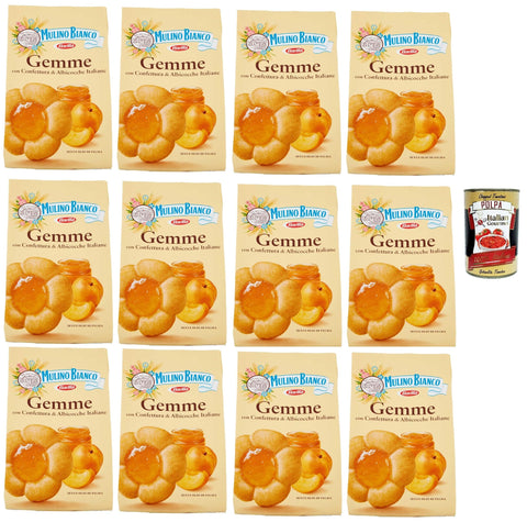 Mulino Bianco Gemme, Biscotti Con Confettura Di Albicocche Italiane, Biscuits Vec Confiture D'abricot Italien, Cookies Biscuits, 12x 200g + Italian Gourmet Polpa 400g