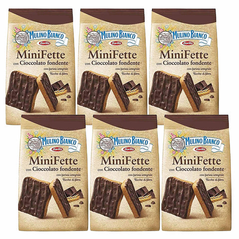 Mulino Bianco Mini Fette -Mini Biscuits Italiens Recouverts De Chocolat 110g (Mini Fette, X6)