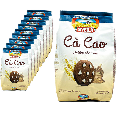 Divella - Lot De 10 Cà Cao Frollini Al Cacao En Paquet De 400 G – Biscuits Chips Cookies Beurres Biscuits Avec Cacao Et Cristaux De Sucre Raffinés Traditionnellement Italiens (Bonbons D'italie).