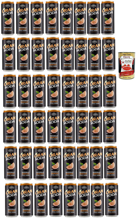 Oransoda Lemonade, Orange - Avec Pulpe - Saveurs Naturelles - Oranges Du Sud De L'italie - Rafraîchissant Et Fruité - Pur Ou Comme Cocktail, 48x 330ml + Italian Gourmet Polpa 400g