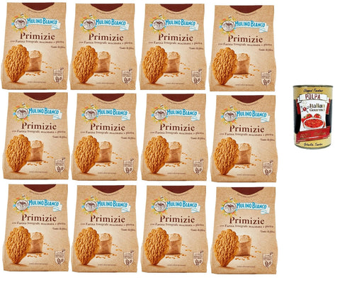 Mulino Bianco Primizie Biscotti Con Farina Integrale Macinata A Pietra, Biscuits Avec De La Farine Complète De Pierre, Biscuits Cookies, 12x 700g + Italian Gourmet Polpa 400g