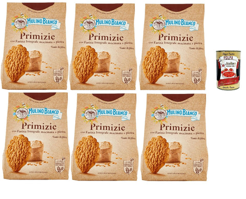 Mulino Bianco Primizie Biscotti Con Farina Integrale Macinata A Pietra, Biscuits Avec De La Farine Complète De Pierre, Biscuits Cookies, 6x 700g + Italian Gourmet Polpa 400g