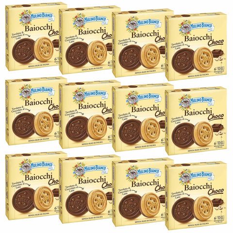Mulino Bianco Baiocchi Choco - Biscuits Italiens À La Crème Chocolatée 144g X 12 Parcelles