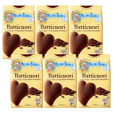 Mulino Bianco Batticuori Biscuits Sablés Italiens Au Cacao 350g X 6 Parcelles (Batticuori, X6)