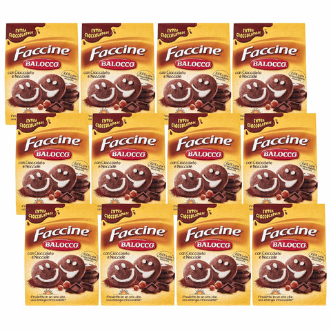 Balocco Faccine - Biscuits Italiens Croustillants Au Chocolat Et Noisettes 700g (Faccine, X12)