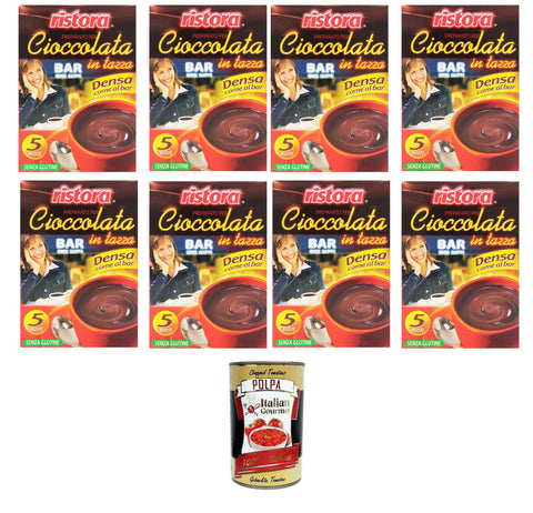 Ristora Prepatato Per Cioccolata Calda In Tazza, Denso Come Al Bar Préparation Pour Chocolat Chaud Dans La Tasse, Dense Comme Au Bar 8 X 125 G + Italian Gourmet Polpa 400 G