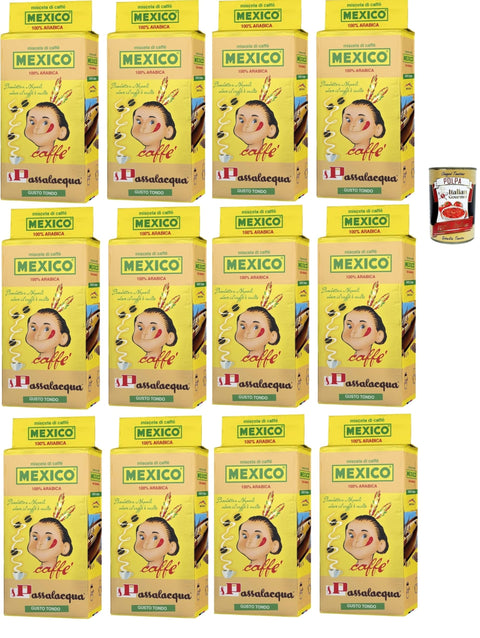 Passalacqua Caffè Mekiko, Macinato, Caffè Macinato, Caffe' Italiano, Caffè Macinato, Italian Café Moulu, Convient Pour Cafetière Moka, Lot De 12x 250g + Italian Gourmet Polpa 400g