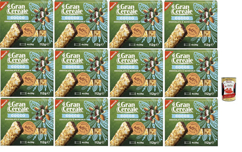 Mulino Bianco, Gran Cereale, Snack, Poutres De Fruits Secs Avec Morceaux De Noix De Coco, Chocolat Et Amandes, Pour Petit-Déjeuner Et Collations Sucrées, 12 X 112 G + Italian Gourmet Polpa 400 G