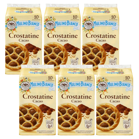 Mulino Bianco Crostatine Cacao - Biscuits Italiens, Mini Tartelettes À La Crème De Cacao Et Aux Noisettes 400g X 6 Paquets (Cacao, X6)
