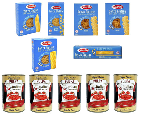 Lot De 6 Pâtes À Tester Barilla Senza Glutine Sans Gluten 400 G Et Italian Gourmet Polpa Di Pomodoro Pâtes De Tomates Finement Hachées 5 X 400 G