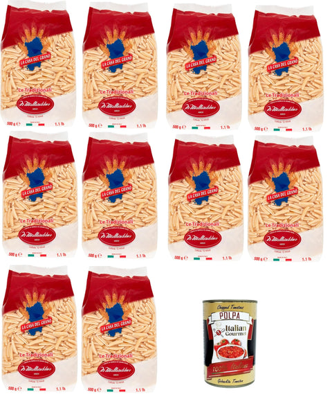La Casa Del Grano Malloreddus Medi Pasta Di Semola Di Grano Duro Medi Pâtes À Base De Semoule De Blé Dur 10 X 500 G + Italian Gourmet Polpa 400 G