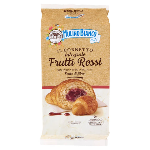 8x Mulino Bianco Cornetti Integrali Frutti Rossi Croissants complets aux fruits rouges (goûter) – 100 % farine complète – 6 pièces (300 g)
