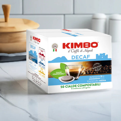 6x Kimbo Espresso Decaff, 50 Cialde ESE 44 mm, Paquet de 50 dosettes de café décaféiné