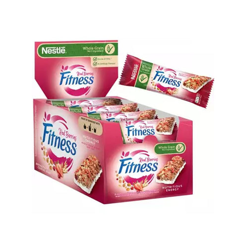 Nestlé Fitness barrette Frutti rossi Barres de céréales complètes et de fruits rouges, boîte de 24 pièces
