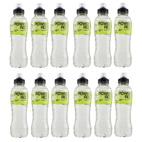 12x POWERADE Active Lemon e Lime Eau aromatisée citron-citron vert – Boisson rafraîchissante sans calories et sans sucre, enrichie en vitamines B3 et B6 – Boisson pour sportifs contenant des micronutriments, en bouteille PET jetable de 500 ml
