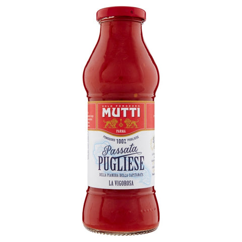 Mutti Passata di Pomodoro Pugliese Purée de tomates 100% tomates des Pouilles, bouteille en verre de 400g