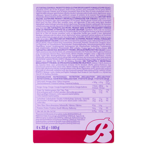 8x Bauli Tortina Pesca Senza Glutine Gâteau aux pêches, produit italien original, sans gluten, 140 g
