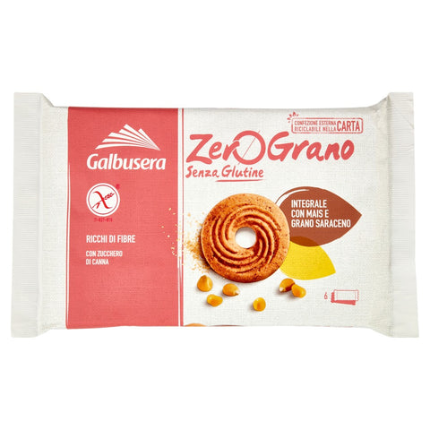 Galbusera Zerograno Frollini integrale con mais e grano saraceno Biscuits complets sans gluten au maïs et au sarrasin 220g