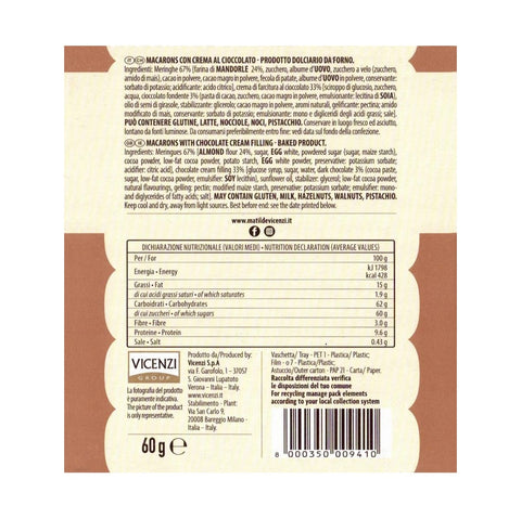 6x Vicenzi Macaron al Cioccolato Macaron au chocolat 60gr