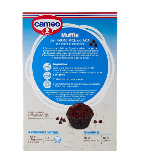 6x Cameo Preparato per Muffin per friggitrice ad aria con gocce di cioccolato Préparation pour muffins aux pépites de chocolat pour friteuse à air chaud 155 g