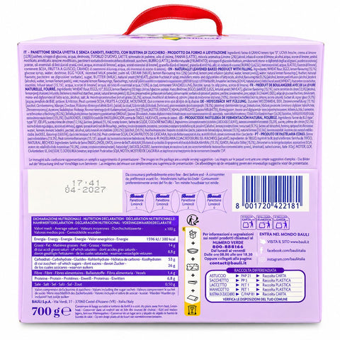 Bauli Il Panettone Limoncè avec crème au goût de Limoncè 700 g