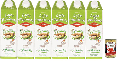 Condorelli Bevanda dolce alla mandorla e pistacchio, Boisson aux amandes et pistaches 6 x 1 l, amandes italiennes originales